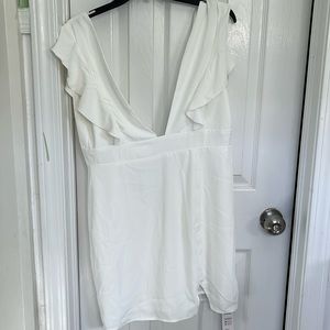 Cupshe plunging deep v white dress